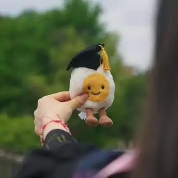 Мягкая игрушка Yousheng Boiled Egg 5,5 дюймов Happy Boiled Plush Fluffy Egg Plushie Fun Подарок на выпускной для гурманов, любителей спорта, любителей природы A чёрный