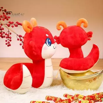 Мягкая игрушка змея, плюшевая кукла со знаком зодиака, мягкая милая плюшевая змея, талисман для детей, украшения на китайский Новый год 22cm