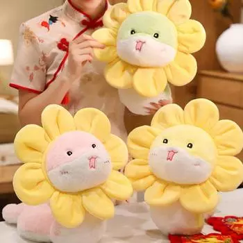 Мягкая игрушка змея со съемным подсолнухом Мягкая змея плюшевая игрушка для детей Дети Друзья S зелёный