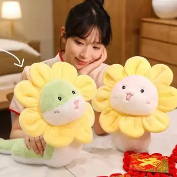 Мягкая игрушка змея Yousheng со съемным подсолнухом, мягкая змея, мягкая игрушка для детей, друзей детей S зелёный