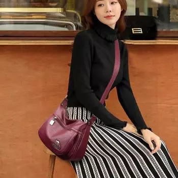 Мягкая искусственная кожа, большая вместительная сумка для мамы на одно плечо, повседневный рюкзак, женская сумка, модная сумка через плечо One Size коричневый