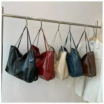 Мягкая искусственная кожа высокого качества сумка подмышкой винтажная винно-красная женская сумка через плечо пригородная большая сумка 1 шт. женская универсальная сумка-тоут чёрный