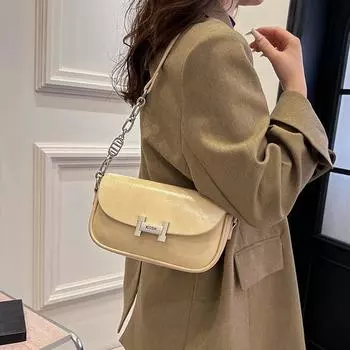 Мягкая искусственная кожа, высококачественная текстура, женская сумка подмышку, иностранный стиль, популярная цепочка, маленькая квадратная сумка, весенняя новая модная сумка-мессенджер, женская сумка на плечо чёрный