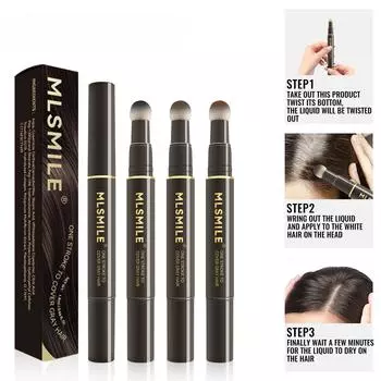 Мягкая кисть для окрашивания волос, карандаш для волос, растительный экстракт, натуральное покрытие, белый, седой, вращающийся, жидкий, временный, для окрашивания волос, инструмент для макияжа