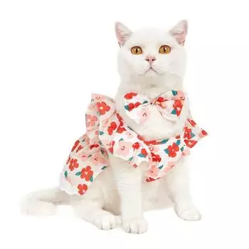 Мягкая клетчатая кружевная юбка для собак в британском стиле. Милое платье для кошек. Модное летнее платье для принцессы-кошки. L жёлтый