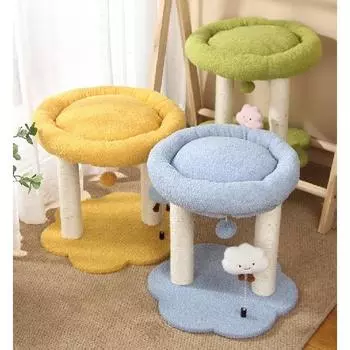 Мягкая когтеточка для кошек с подстилкой, кошачье дерево для домашних кошек, когтеточка для кошек из природного сизаля с уютным пушистым жердочкой для кошек и Cat climbing rack синий