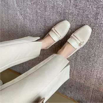 Мягкая кожа 2024 весна новые одинарные туфли женские мокасины на плоской подошве мягкие кожаные туфли женские туфли весна и осень толстые каблуки 35