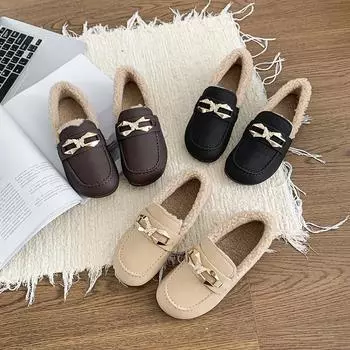 Мягкая кожа и бархат, теплая рабочая обувь, женская зимняя мягкая подошва, нескользящая и удобная, для беременных женщин, туфли-бини на плоской подошве с одной педалью 35 хаки