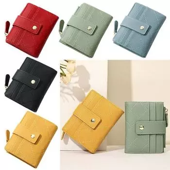 Мягкая кожа, сплошной цвет, RFID-блокировка, держатель для кредитных карт, сумка для денег, кошелек на молнии, небольшой кошелек