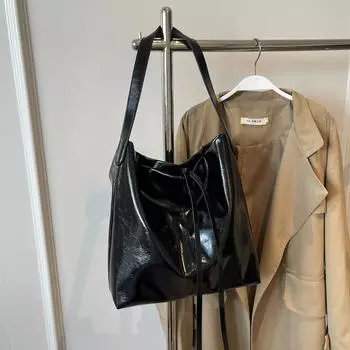 Мягкая кожаная большая вместительная сумка-тоут для женщин, новая ретро-мода, одно плечо, подмышечные сумки, универсальные сумки-ведра