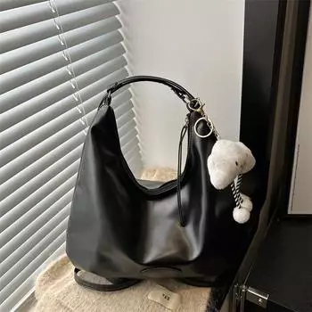 Мягкая кожаная большая вместительная сумка-тоут с цепочкой подмышкой женская сумка модная сумка-мессенджер через плечо