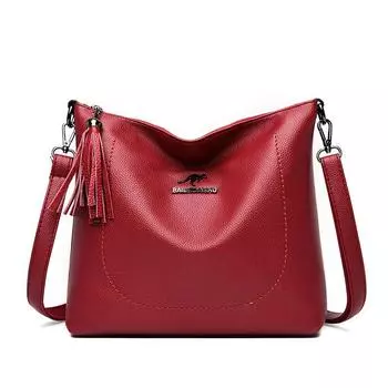 Мягкая кожаная кисточка весенняя новая модная большая вместительная сумка через плечо сумка для мамы простая мягкая кожаная сумка на одно плечо