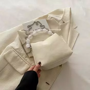 Мягкая кожаная модная цепочка маленькая женская сумка весенняя универсальная однотонная повседневная женская сумка в иностранном стиле белый