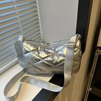 Мягкая кожаная модная сумка через плечо женская весенняя универсальная сумка-мессенджер сумка-подушка женская сумка Tide серебряный