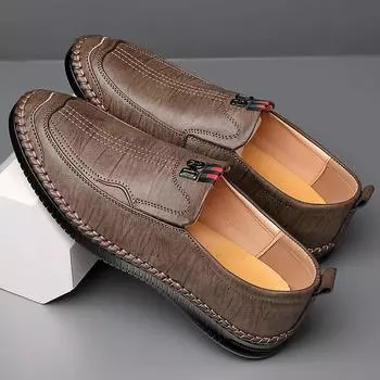 Мягкая кожаная мягкая подошва мужские кожаные туфли для мужчин летние новые повседневные мужские туфли для вождения папы мужские нескользящие деловые кожаные туфли 38 хаки