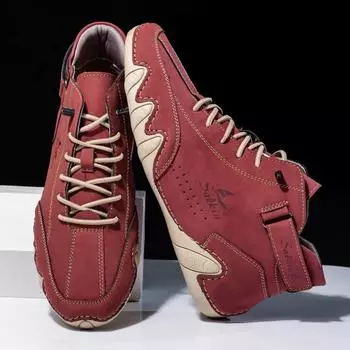 Мягкая кожаная мужская обувь из микрофибры, 8 цветов, ботильоны, модный дизайн, повседневная походная обувь ручной работы для мужчин 36 бежевый