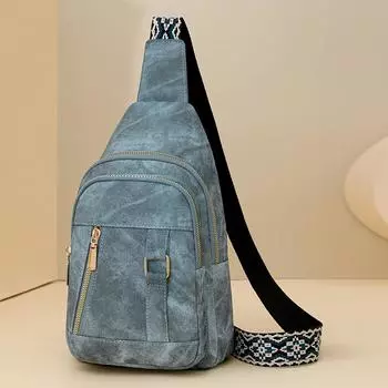 Мягкая кожаная нагрудная сумка, женская спортивная сумка через плечо, дорожная сумка через плечо синий