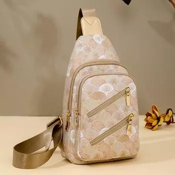 Мягкая кожаная нагрудная сумка, женская сумка через плечо, большая вместительная винтажная сумка через плечо с принтом коричневый