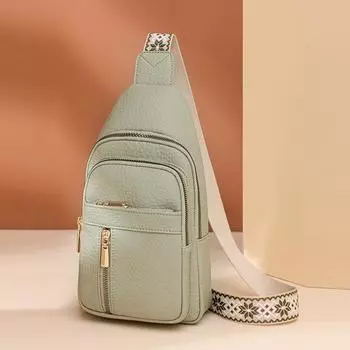 Мягкая кожаная нагрудная сумка, женская сумка на плечо, однотонная женская сумка через плечо зелёный