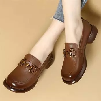 Мягкая кожаная обувь в британском стиле, женская летняя обувь на плоской подошве, нескользящая, модная женская кожаная обувь