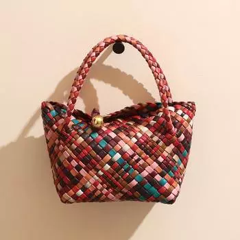 Мягкая кожаная плетеная радужная сумка Niche, сумка для матери и ребенка, большая вместимость, высококачественная женская сумка Sense Commuting из кожи, ручная сумка