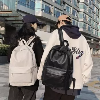 Мягкая кожаная школьная сумка из искусственной кожи для студентов колледжа, рюкзак для ноутбука для отдыха и путешествий чёрный