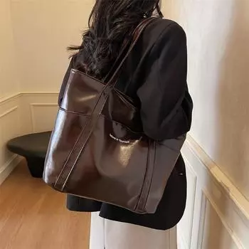 Мягкая кожаная сумка большой вместимости через подмышку женская сумка через плечо сумка для поездок на работу кофейный