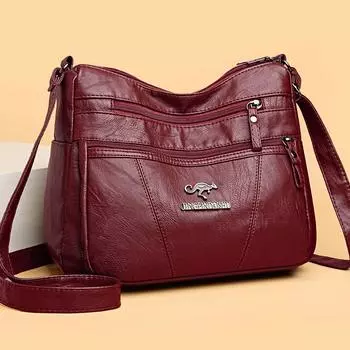 Мягкая кожаная сумка большой вместимости, женская пригородная сумка на плечо, дорожная сумка, сумка для мобильного телефона, сумка для мамы с несколькими карманами фиолетовый