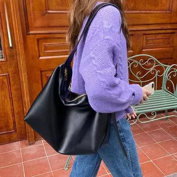 Мягкая кожаная сумка через плечо, большая вместимость, сумка через подмышку, ретро-сумка через плечо, дизайнерская женская портативная сумка, кошелек