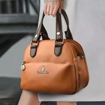 Мягкая кожаная сумка через плечо, модный многофункциональный рюкзак, женская портативная сумка красный