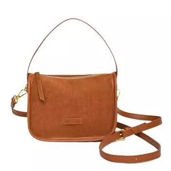 Мягкая кожаная сумка через плечо — незаменимый повседневный и универсальный вариант. коричневый