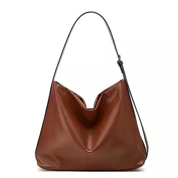 Мягкая кожаная сумка через плечо Простая ретро-сумка Большая вместимость Однотонный цвет