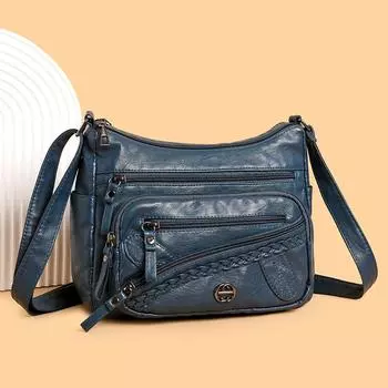 Мягкая кожаная сумка через плечо с несколькими отделениями и несколькими карманами, женская сумка через плечо, сумка для матери красный