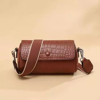 Мягкая кожаная сумка через плечо с широким ремнем, женская сумка на одно плечо, модная цилиндрическая сумка для мам, сумка через плечо