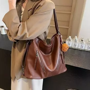 Мягкая кожаная сумка через плечо женская сумка через плечо многофункциональный рюкзак чёрный