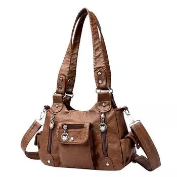 Мягкая кожаная сумка через плечо Женская сумка Сумка Женская большая сумка чёрный