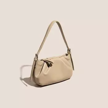 Мягкая кожаная сумка для девочек, однотонная кожаная сумка-облако, ручная, на одно плечо, наклонная, плиссированная сумка-пельмень