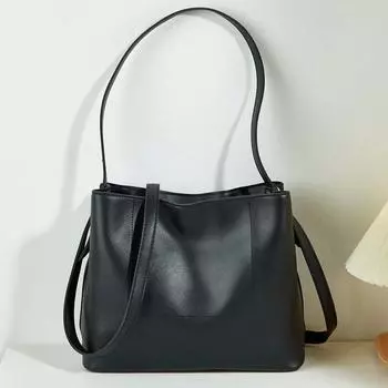 Мягкая кожаная сумка для ленивого ветра, сумка через плечо, простая сумка-мессенджер, большая вместимость, сумка-ведро
