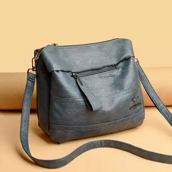 Мягкая кожаная сумка для мамы, модная, большая вместимость, сумка-мессенджер для пожилых дам среднего возраста, бабушек серый
