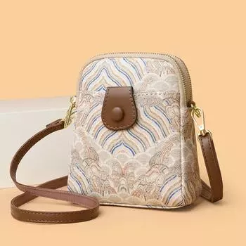 Мягкая кожаная сумка для мобильного телефона, женская модная сумка с вышивкой, летняя модная сумка через плечо на одно плечо чёрный