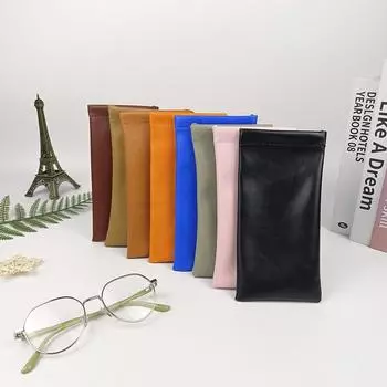 Мягкая кожаная сумка для очков, водонепроницаемая однотонная простая сумка для хранения очков, аксессуары