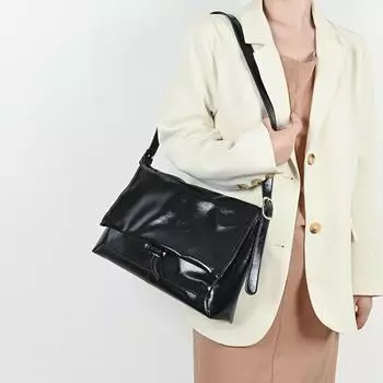 Мягкая кожаная сумка для поездок под мышкой, вместительная сумка-мессенджер на одно плечо чёрный