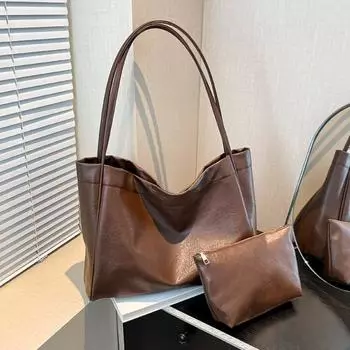 Мягкая кожаная сумка для женщин, уникальная сумка через плечо большой вместимости, элегантная и милая сумка-тоут, повседневная текстура