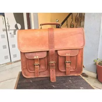 Мягкая кожаная сумка-мессенджер на плечо, сумка для ноутбука, портфель, винтажная сумка-саквояж 15 x 11 x 4 in коричневый