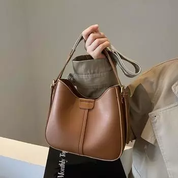 Мягкая кожаная сумка на одно плечо для женщин, сумка через плечо, универсальная, продвинутая, ретро, популярная, монохромная, модная, новая