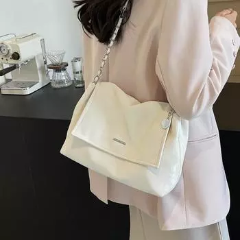 Мягкая кожаная сумка с цепочкой под мышками, непринужденная женская сумка 2024 года, новая модная дорожная сумка большой вместимости, сумка через плечо на одно плечо