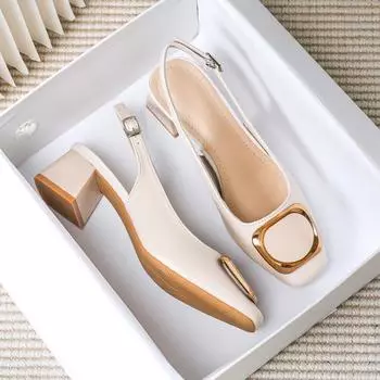 Мягкая кожаная сумка, сандалии на каблуке средней высоты, женские летние новые, толстый каблук, средний каблук, высокий каблук, большой размер 41-43 32 абрикосовый