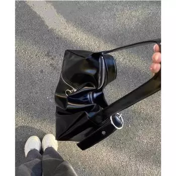 Мягкая кожаная сумка-тоут с текстурой, модная сумка через плечо на одно плечо, повседневная сумка большой вместимости чёрный