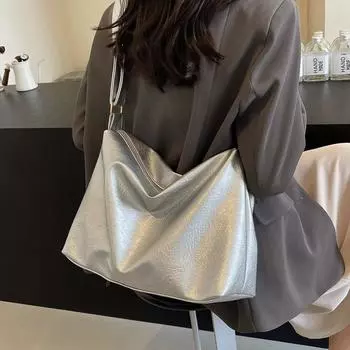 Мягкая кожаная сумка Женская сумка через плечо большой вместимости Пригородная большая сумка