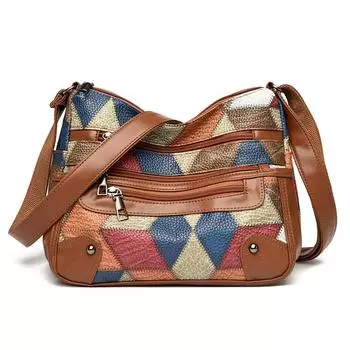Мягкая кожаная сумка, женская сумка через плечо большой вместимости, лоскутная сумка с несколькими карманами, сумка для мамы 767